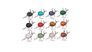 Waterdrop Gemstone Cabs Silver Kangaroo Pendant SP1765S
