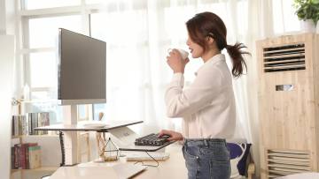 Adjustable Motorized Computer Monitor Laptop Keyboard Stand Up Table Desk Standing Desk Tray Modern1