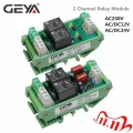 GEYA Din Rail Mounted 2 Channel Relay Module DC 24V 12V 230VAC Intermediate Power Relay Control Module