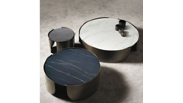 Sintered stone top brass Center table sets marble coffee table modern metal black 3 piece set1