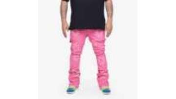Wholesale Custom Casual Fashion Wide Leg Pants Jeans Straight Design Red Printing Jeans1