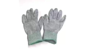 Cheap Anti-static 13G white polyester knitted PU coated work esd Gloves1