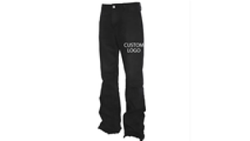 Latest Design Distressed Flare Stacked Cargo Denim Jeans Men Custom Jean Pants1