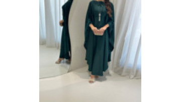 Fashion Solid Satin Casual Batwing Sleeve Party Saudi Women Dresses Muslim Ramadan Jalabiya Kabaya Moroccan Arab Robe1