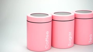 pink powder coated sugar canister set