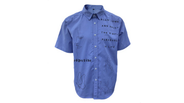 blue summer printed twill shirt