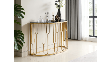 TL-AS516 Modern Glass Top Entryway Table with Sleek Stainless Steel Design