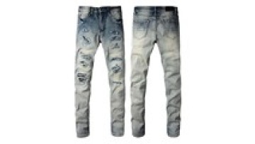 Custom Pocket Label Fading Throughout Stretch Blue Pure Denim Jeans For Men's Hip Hop Jeans Pants1