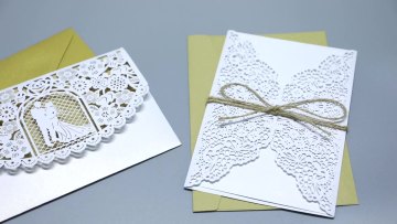 Custom Laser Cut Luxurious Lace Wedding Invitation Cards with Envelopes1