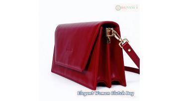 Lady's retro genuine leather flip-top cross-body bag