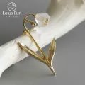 Lotus Fun Real 925 Sterling Silver Handmade Fine Jewelry Natural Crystal Lily of the Valley Flower Brooches for Women Bijoux