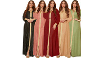 High Quality Long Sleeve Maxi Dress Robes With Dot Printing Islamic Rayon Abaya Muslim Dresses Ladies1