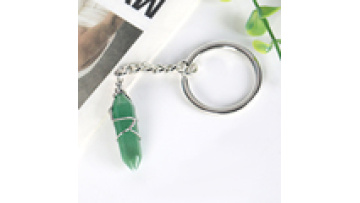 Natural Gemstone Handmade Wire Wound Pendant Rose Quartz Point Keychain1