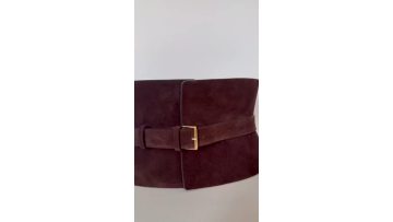 Wide Brown Velvet Waist Belt
