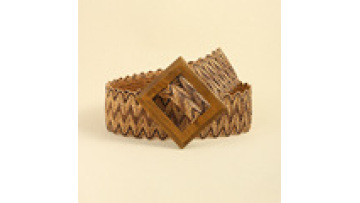 Vintage Girls Solid Wood Square Buckle Knitted Waist Skinny Elastic Dress Belt1