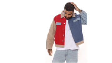 Wholesale Custom Soft-Touch Color Block Patchwork Stylish Denim Jean Jackets For Men1