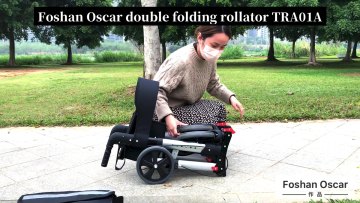 Senior Medical Double Folding Adjustable Rollator Walker with Removable Shopping Bag TRA01A1
