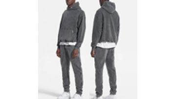 Manufacturer custom men's heavyweight acid wash Hoodie and Sweatpants set Plain blank vintage Sweat Suits Tracksuits for men1