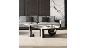 Unique design minimalist modern style round marble top coffee tables good quality stainless steel bracket coffee table set1