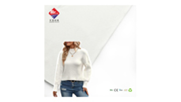 Knit Fabric OEM Factory 95% Cotton 5% Spandex Customizable White 2*2 Rib Knit Fabric for Blouse Dress Shirt Garment1