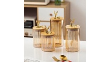 Round Airtight Coffee Tea Spice Glass Jar Kitchen Organizer Storage Bottles Sealed Glass Food Storage Jars with Bamboo Lid1