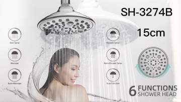 Leelongs 6inch 15cm Luxury Fancy High Pressure Chrome Shower head with 6 Functions1