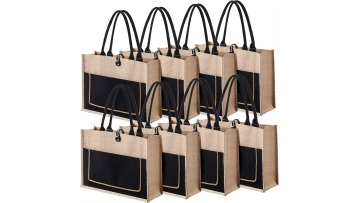 Burlap Jute Shopping Tote Beach Bag
