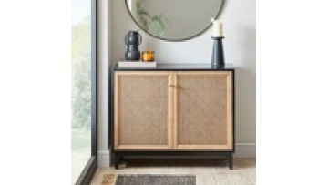 High quality natural door side modern designs storage  living room solid  wood  rattan kitchen cabinet1