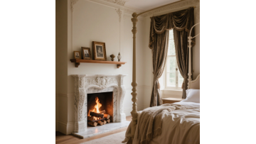 Classic White Marble Fireplace with Ornamental Floral
