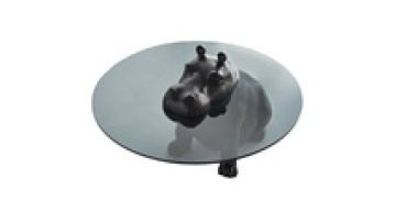 Creative hippopotamus Italian style living room glass round tea table designer modern light luxury style small coffee table1