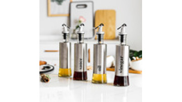 500ml Wholesale Hot sale Kitchen Bottle European Creative Glass Oil Pot Stainless Steel Press Type Oil Pot1
