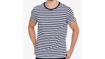 Mens Round Neck Stripes Tshirt with Custom Logo 95% Cotton 5% Spandex Tshirts1