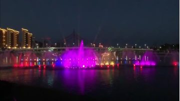 Beautiful colorful lake fountain