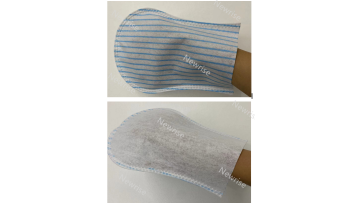 Round shape with blue stripe molton sopy wash gloves