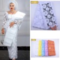 SJD LACE Pure White African Cord Lace Fabric 5Yards Watre Soluble Guipure Cord Laces For Nigerian High Quality Wedding Sew A2021