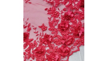 High quality 100% polyester mesh sequin bead handmade embroidery fabric for wedding party dress1
