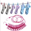 Elastic Washing Line With 12 Clips Travel Portable Retractable Clothesline Home Socks Underwear Clothes Hanger
