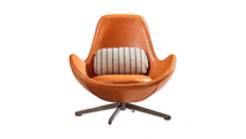 Nordic single sofa chair light luxury living room modern minimalist rotating eggshell designer Italian leather leisure chair1