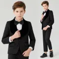 New Spring Infant Boys Suits Blazers Suits Clothes Vest Shirt Pants Wedding Formal Party Baby Kids Boy Black collar suits