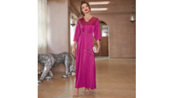 Traditional Islamic Muslim Womens Thobe New Rose Red Satin Long Sleeve Dress 2023 High Quality Arabic Dubai Arab Abaya Dresses1