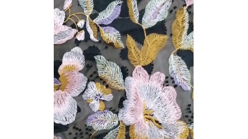 new arrivals gold purple 3d flower lace embroidered fabric cord lace multi color embroidery fabric1