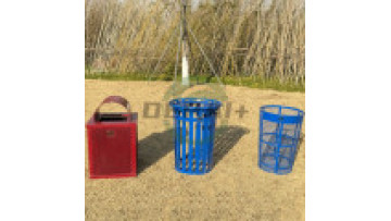 Factory Direct Sales Slatted Metal Dustbin Trash Can Outside Steel Outdoor Waste Recycling Trash Bins1