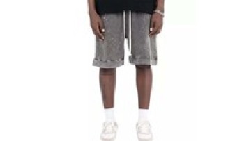 Hip Hop Streetwear Vintage Shorts Plus Size Drawstring Custom Paint Pants Acid Wash Men Shorts1