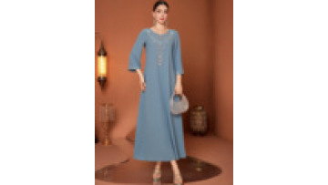 Uni Women's Dresses Elegant Luxury Floral Rhinestone Loose Kaftan Chiffon Long Sleeve Party Evening Dress1