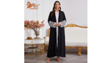Eid Luxury Duabai  Open Abaya Kimono  Cardigan Dress1