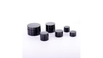 Black universal cream jar with black lid