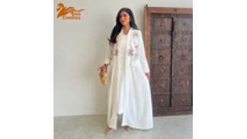 2025 New Muslim Modest Abaya for Women Arab Fashion Open Abaya Embroidered Coat Robe Turkey Islam White Elegant Temperament Robe1
