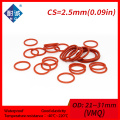 2PCS/lot Silicone rubber oring Red VMQ CS 2.5mm OD21/22/23/24/25/26/27/28/29/30/31mm Gasket Silicone Oring waterproof Silica gel