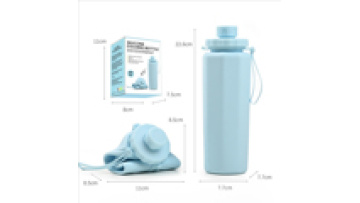 Portable Travel Collapsible Silicone Water Bottle Reusable Lightweight with Plastic Lid Foldable Feature for Sports Gym1