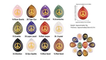 SP1224G-25X33MM-Stone Carved Gold Pentagram Teardrop Pendant